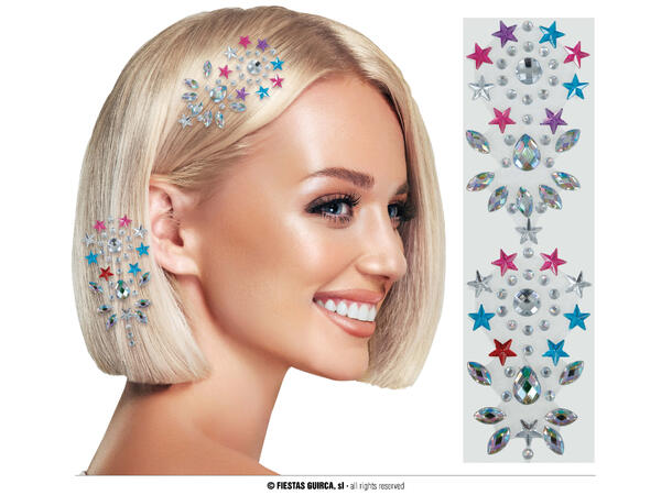 Flerfargede hårsmykker 1 Ark med hårsmykker - 11x21cm 