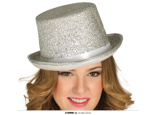 Flosshatt - Sølv glitter 1 Hatt til voksen - Onesize 