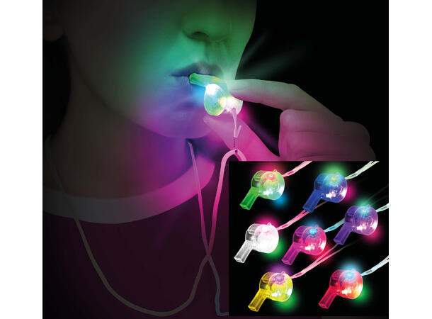 Fløyte m/snor og lys - 7 Farger ass Følyte med LED-Lys - 5cm 