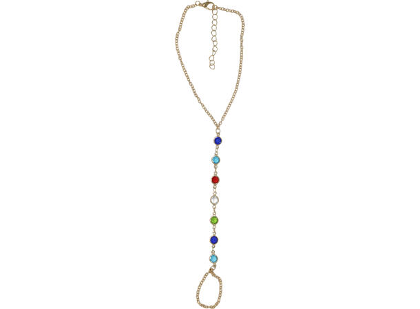 Fotsmykke - Gull m/fargerike stener 1 Kjede i metall/PVC til fot 