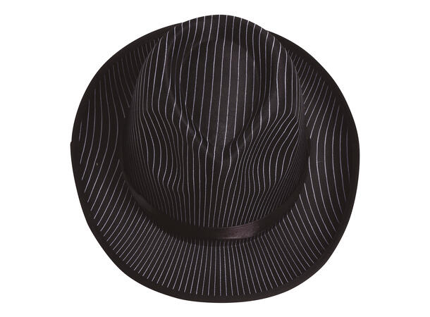 Gansterhatt - Sort m/striper - HQ 1 Hatt i filt til voksen - Onesize 