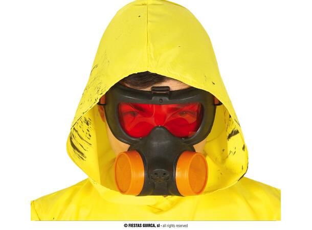 Gassmaske med rødt glass 1 Maske i PVC 