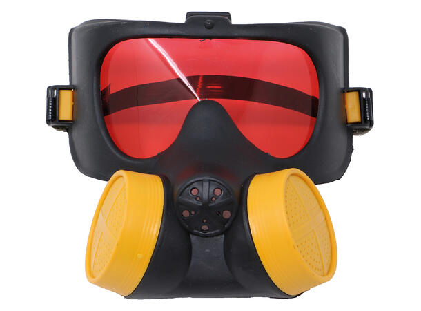 Gassmaske med rødt glass 1 Maske i PVC 
