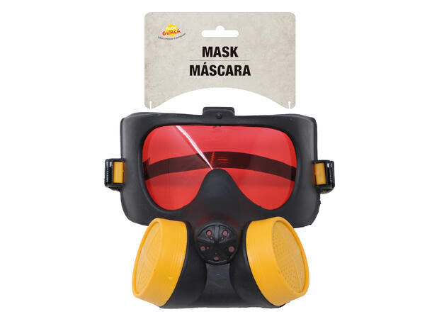 Gassmaske med rødt glass 1 Maske i PVC 