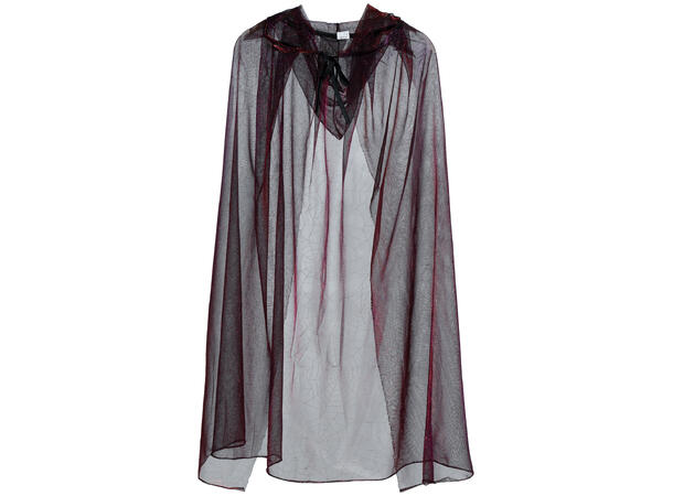 Gjenomsiktig kappe skinnende rød 1 Kappe m/Hette til voksen - 130cm 