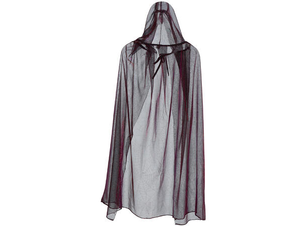 Gjenomsiktig kappe skinnende rød 1 Kappe m/Hette til voksen - 130cm 