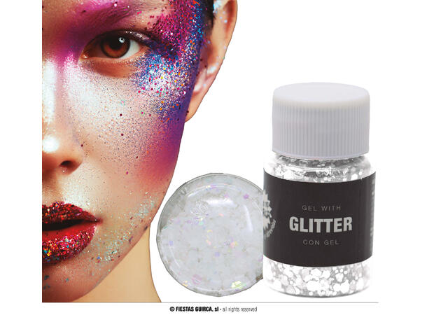 Glitter Gel - Hvit 1 Beholder med gel - 20g 