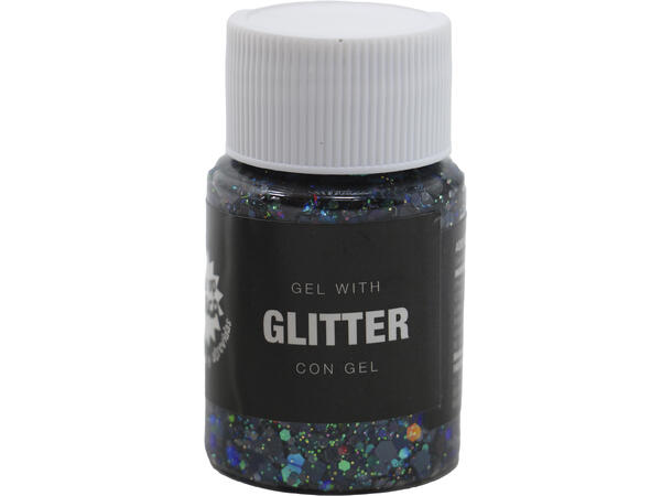 Glitter gel - sort 1 Beholder med gel - 20g 