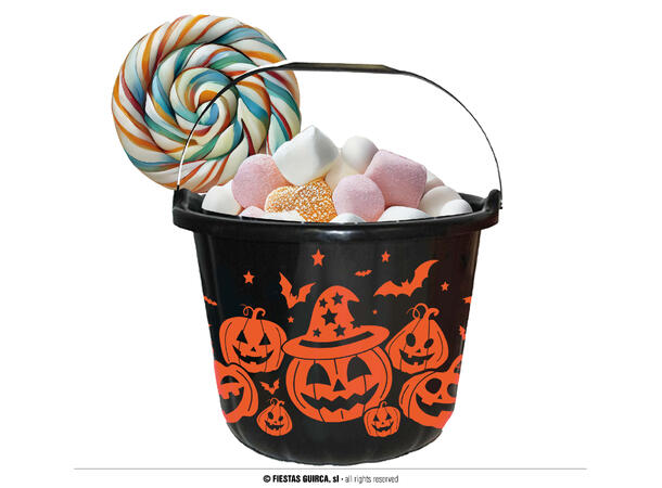 Godtebøtte - Sort m/gresskar 1 Godtebøtte i PVC - 18x16cm 