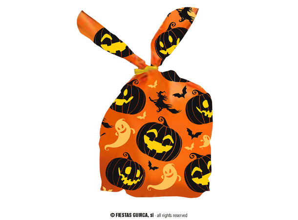 Godteposer - Gresskar - Oransje 20 godteposer i plast - 22x13,5cm 