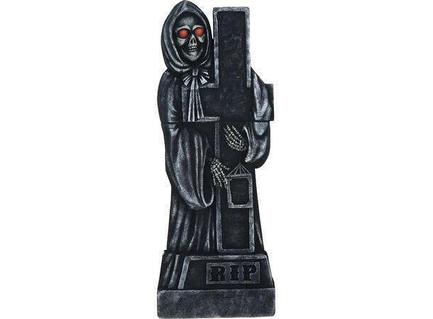 Gravsten - m/Kors og skjelett 1 Gravsten i skum m/lys - 120x45cm 