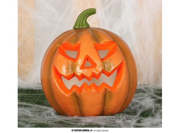 Gresskar m/LYS - Oransje/grønt 1 Gresskar i skum - 24cm 