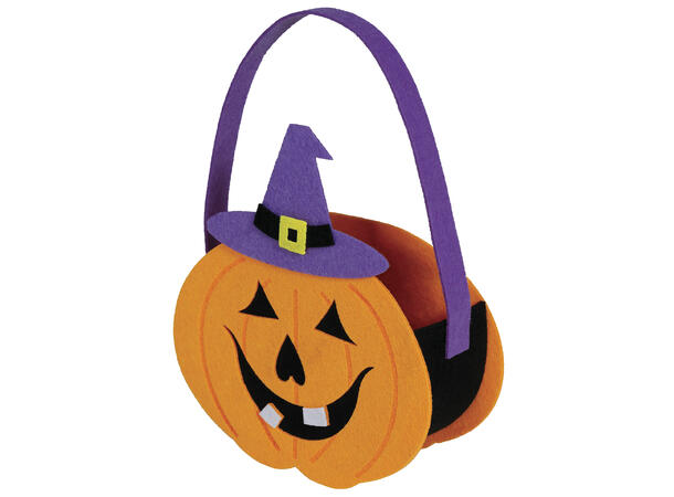 Gresskarkurv i filt m/hatt 1 Kurv i filt - 16x18cm 