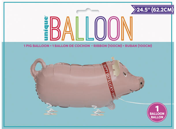 Gris - Gående kjæledyr ballong 1 Folieballong gående kjæledyr