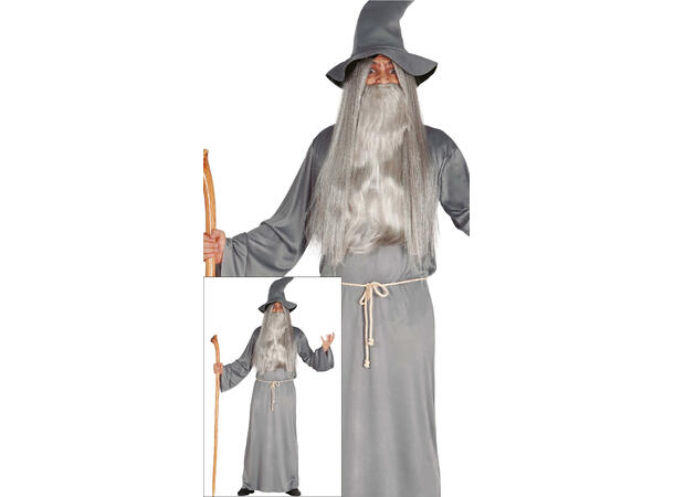 Grå trollmann - Herre 1 kostyme til gutt 14-16 år (168cm) 