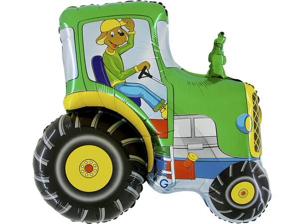 Grønn traktor 1 Folieballong med form - (63x58 cm) 