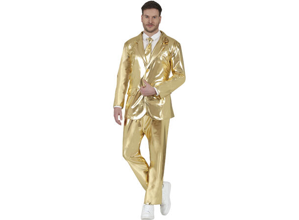 Gulldress - Bukse,jakke og slips 1 Herrekostyme - str 46-48 (S) 