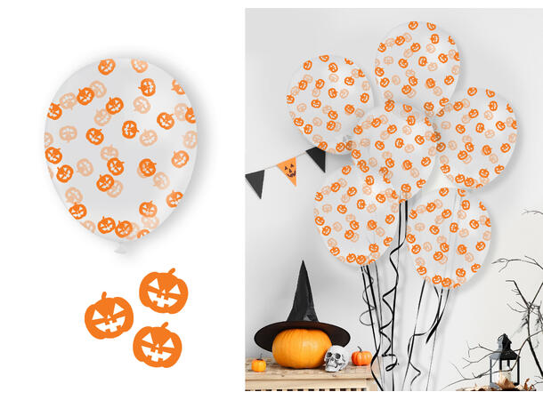 Gummiballonger m/gresskarkonfetti 10 Gummiballonger - 30cm (12") 