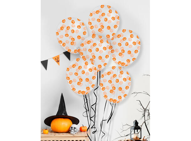 Gummiballonger m/gresskarkonfetti 10 Gummiballonger - 30cm (12") 