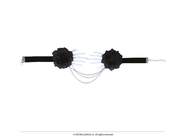 Halskjede - Sort/Hvit skjeletthender 1 Halskjede i metall/polyester/PVC 