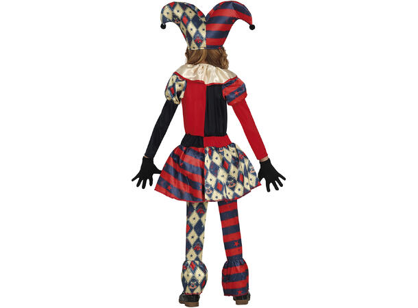 Harlequin - Rød/Blå/Hvit - 4 deler 1 Barnekostyme til jente - Str 5-6 År 