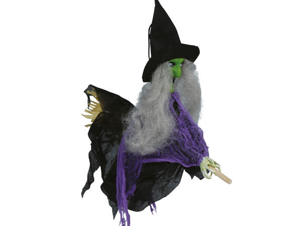 Hengende heks på kost 1 Hengende figur - 44x38cm 