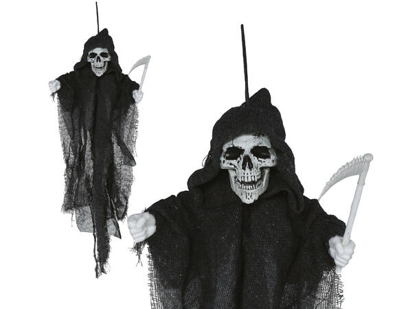 Hengende skjelett m/kappe og ljå 1 Hengende figur - 50cm 