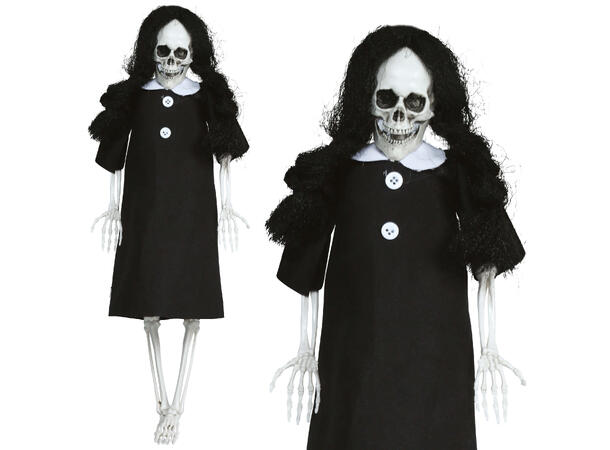 Hengende skjelett m/sort kjole 1 Hengende figur - 40cm 