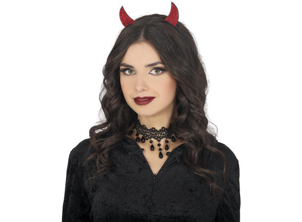 Hårbøyle - Djevelhorn - røde stener 1 Hårbøyle i PVC 