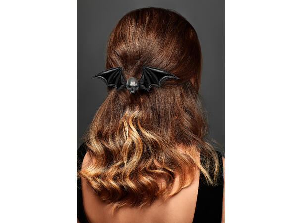 Hårspenne -Hodeskalle - Flaggermusvinger 1 Hårspenne i PVC/Polyester - 13cm 
