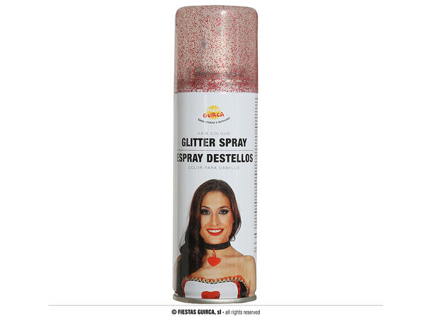 Hårspray glitter - Rød 1 boks med hårspray - 125ml 