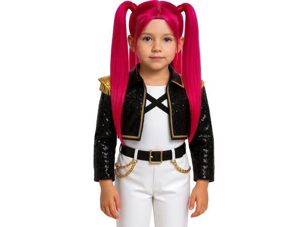 K-pop - Pink - Parykk  m/Musefletter 1 Parykk i kunstig hår til barn 