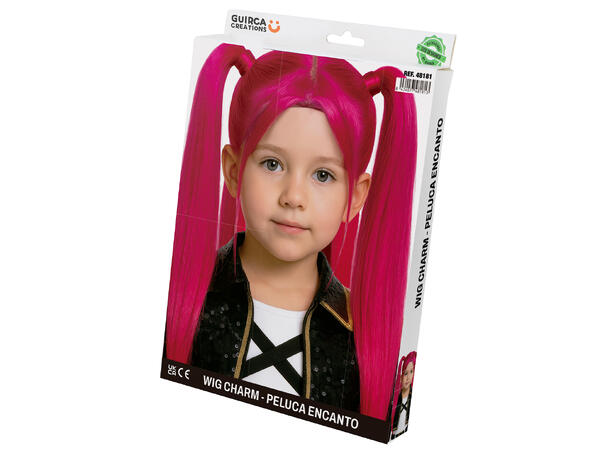 K-pop - Pink - Parykk  m/Musefletter 1 Parykk i kunstig hår til barn 