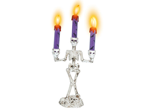 Kandelaber - Skjelett - 3 lys 1 Kandelaber i PVC m/lys - 35cm 