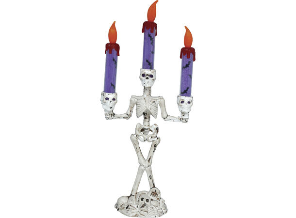 Kandelaber - Skjelett - 3 lys 1 Kandelaber i PVC m/lys - 35cm 