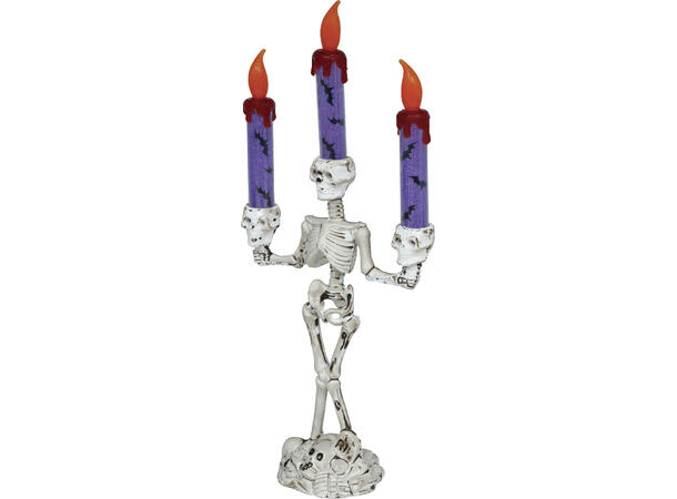 Kandelaber - Skjelett - 3 lys 1 Kandelaber i PVC m/lys - 35cm 