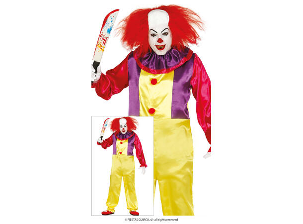 Killer Klown - Flerfarget 1 Kostyme til herre - 52-54 (L) 