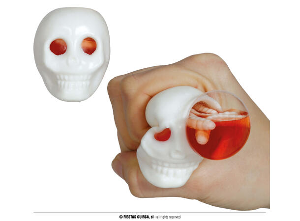 Klembare hodeskaller med hjerne Display med 12 skaller i gummi - 8cm 