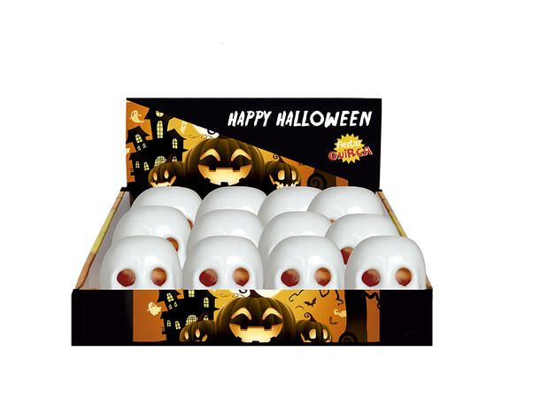 Klembare hodeskaller med hjerne Display med 12 skaller i gummi - 8cm 