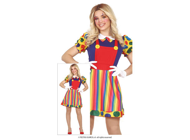 Klovn - Fargerik - Kjole 1 Damekostyme - str 36-38 (S) 