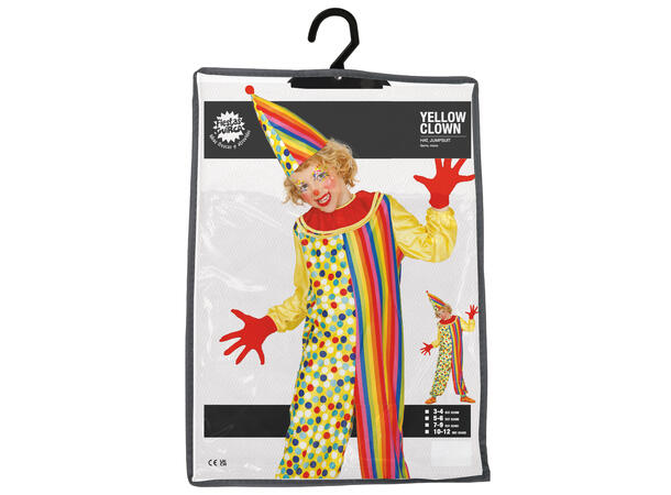 Klovnekostyme - Fargerik 1 Barnekostyme til gutt - Str 7-9 År 