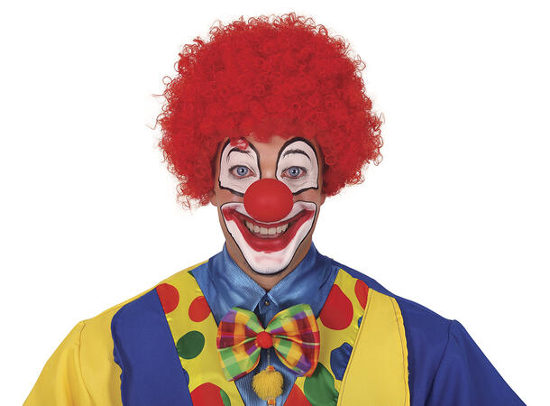 Klovneparykk m/krøller - Rød 1 Parykk i syntetisk hår til voksen 