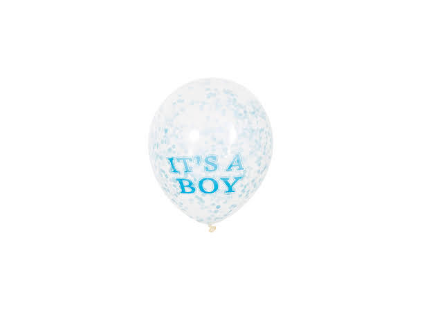 Konfettiballonger - It's a Boy 6 Konfettiballonger - 30cm (12")