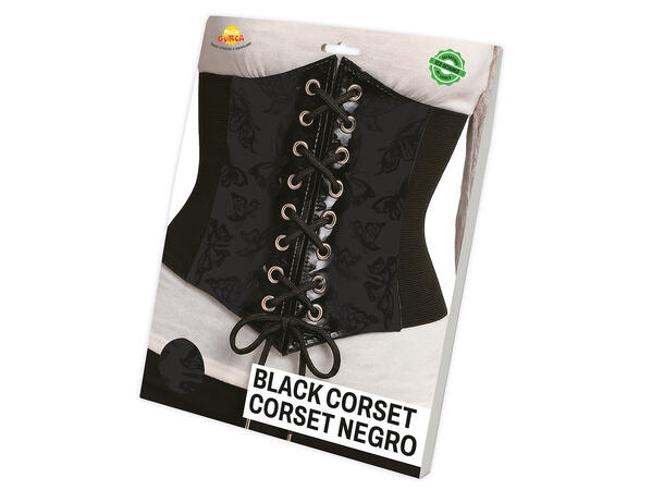 Korsett til voksen - Sort m/sommerfugler 1 Korsett i polyester - onesize 