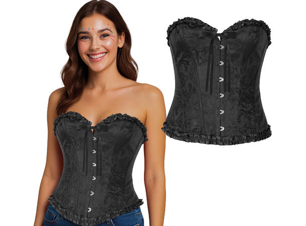 Korsett/topp - Sort m/blondemønster 1 Korsett til dame - Str 36-38 (S) 