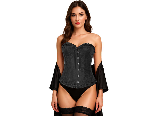 Korsett/topp - Sort m/blondemønster 1 Korsett til dame - Str 36-38 (S) 