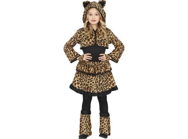 Leopardkostyme - 6 deler 1 Barnekostyme til jente - Str 7-9 År 