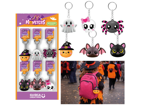 Lil Monsters - Nøkkelringer - 6 design Display med 48 nøkkelringer 