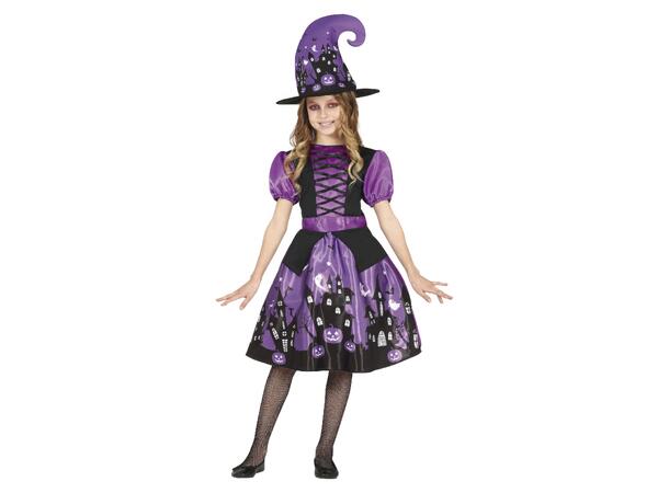 Lilla heks - Kjole og hatt 1 Barnekostyme til jente - Str 7-9 År 