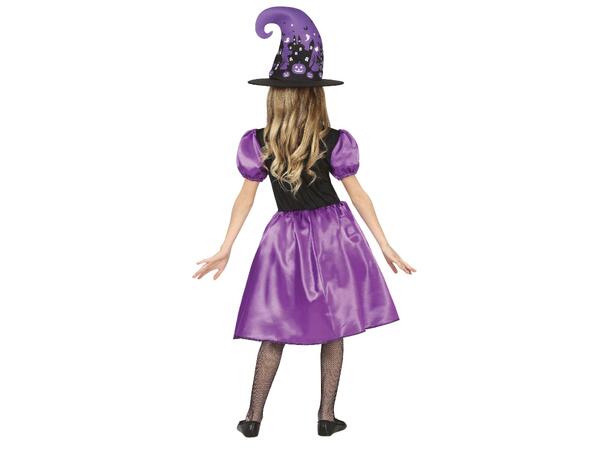 Lilla heks - Kjole og hatt 1 Barnekostyme til jente - Str 7-9 År 